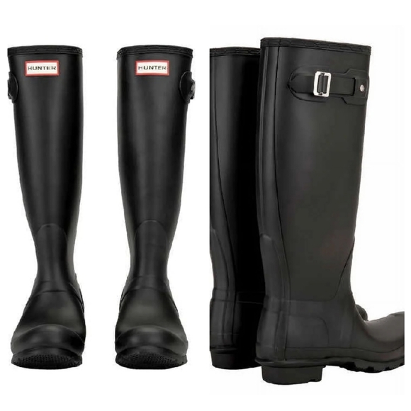Hunter Shoes - Matte Black Original Hunter Tall Knee High Rubber Rain Boots